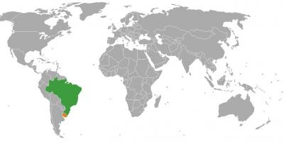 Уругвайн байршил дээр дэлхийн газрын зураг