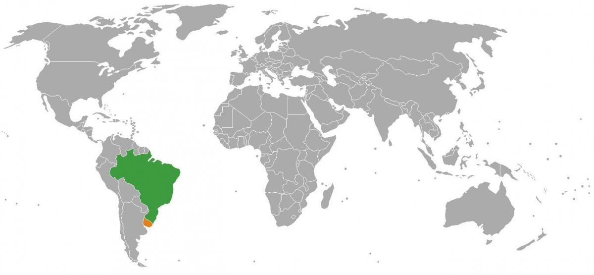 Уругвайн байршил дээр дэлхийн газрын зураг